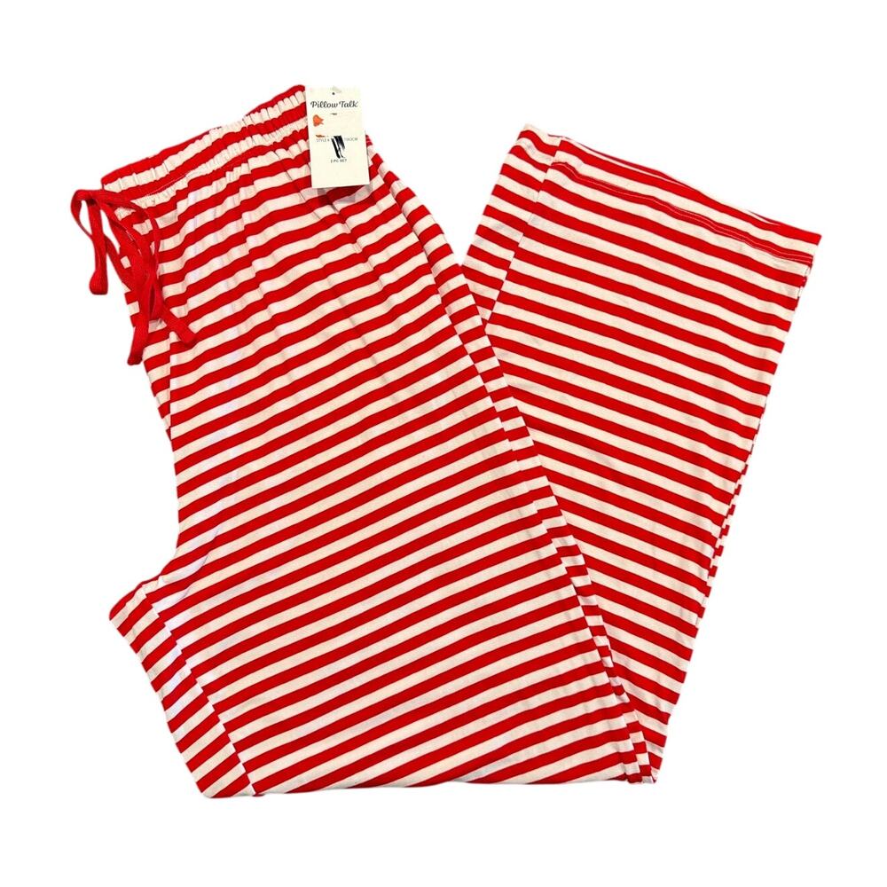NWT Pillow Talk Soft Stripe Pajama Pants, Red & White, Women's Medium